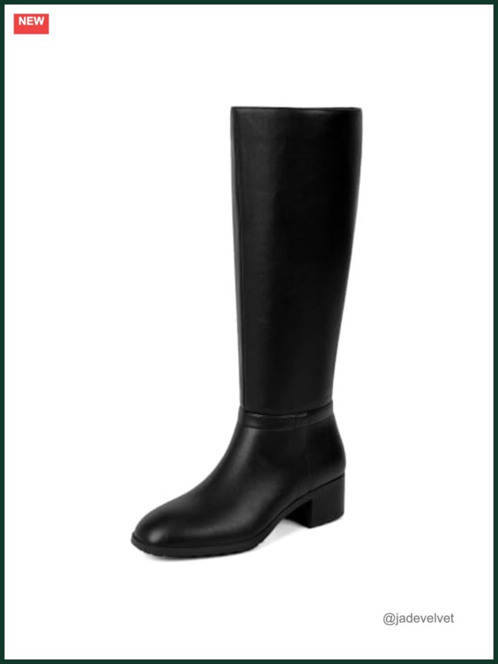 Modatope Women's Faux Leather Knee High Boots Chunky Heel Round Toe Ruched